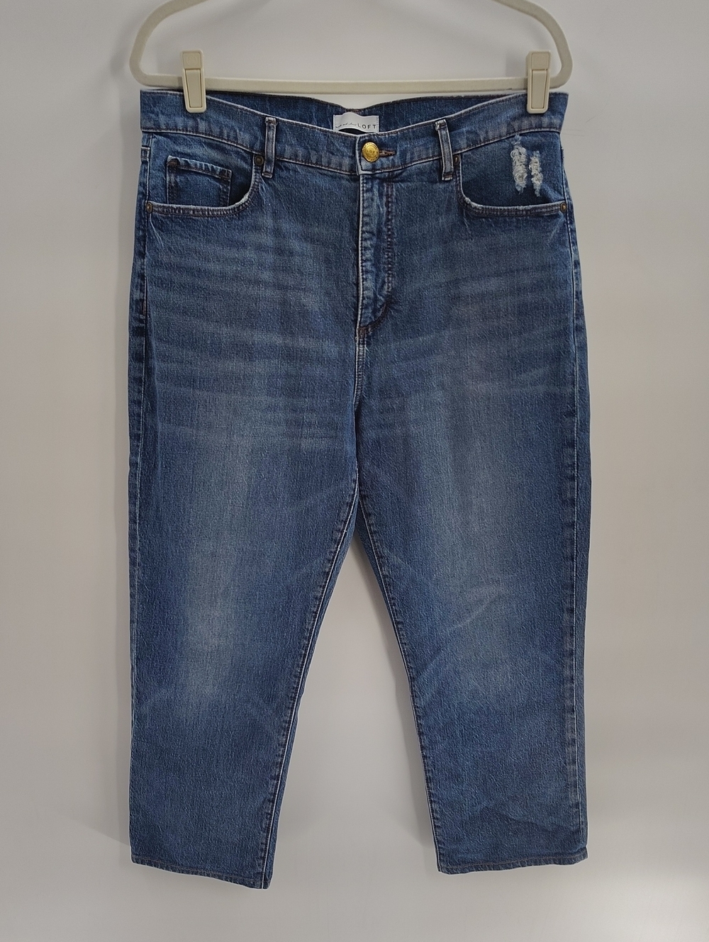 LOFT High Waist Straight Crop Size 34 Waist Stretch Denim READ!